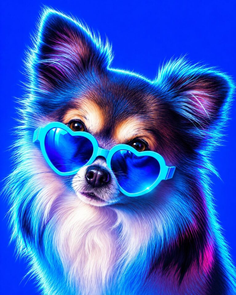 Hond klein Neon Blauw Fureverart